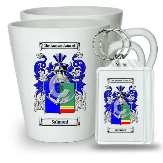 Salmoni Pair of Latte Mugs and Pair of Keychains