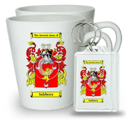 Salsberry Pair of Latte Mugs and Pair of Keychains