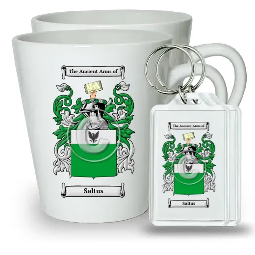 Saltus Pair of Latte Mugs and Pair of Keychains