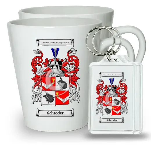 Schroder Pair of Latte Mugs and Pair of Keychains