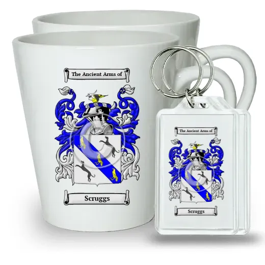 Scruggs Pair of Latte Mugs and Pair of Keychains