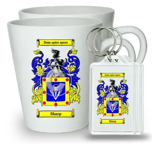 Sharp Pair of Latte Mugs and Pair of Keychains