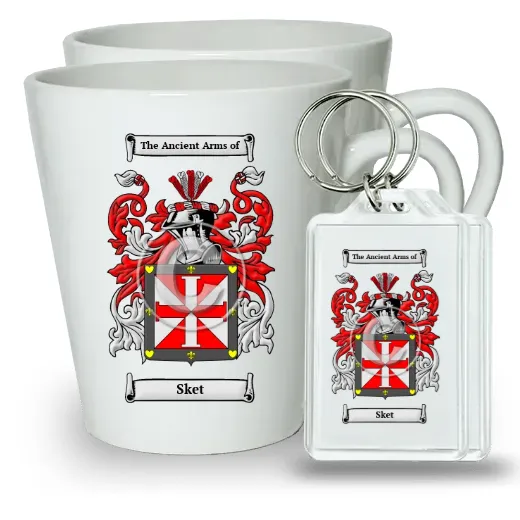 Sket Pair of Latte Mugs and Pair of Keychains