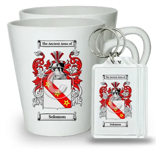 Solomon Pair of Latte Mugs and Pair of Keychains