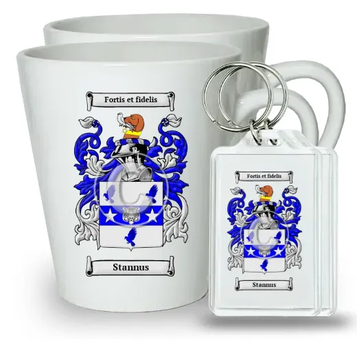 Stannus Pair of Latte Mugs and Pair of Keychains