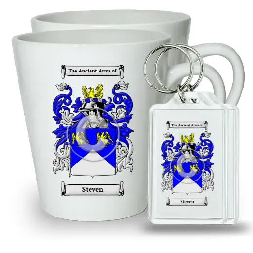 Steven Pair of Latte Mugs and Pair of Keychains