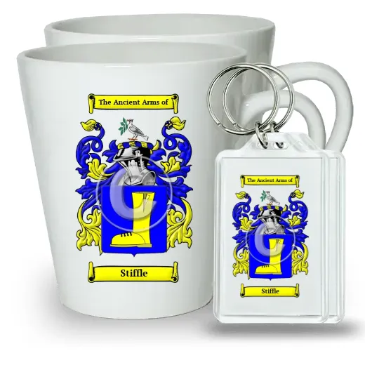 Stiffle Pair of Latte Mugs and Pair of Keychains