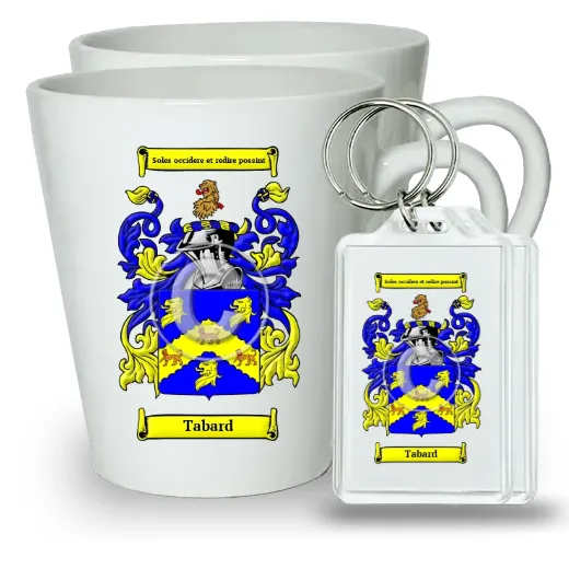 Tabard Pair of Latte Mugs and Pair of Keychains