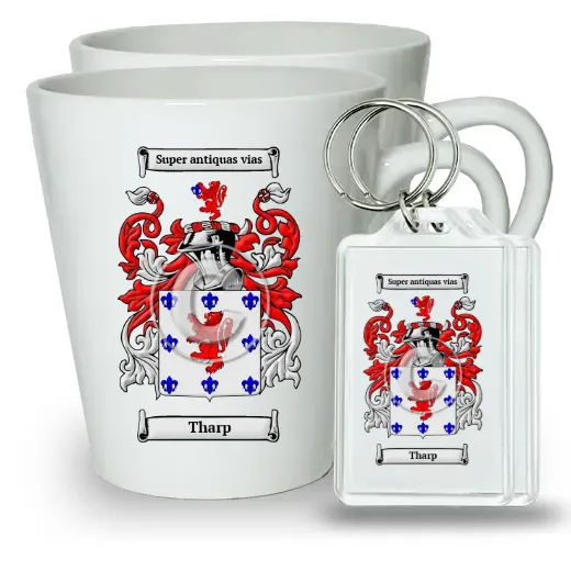 Tharp Pair of Latte Mugs and Pair of Keychains