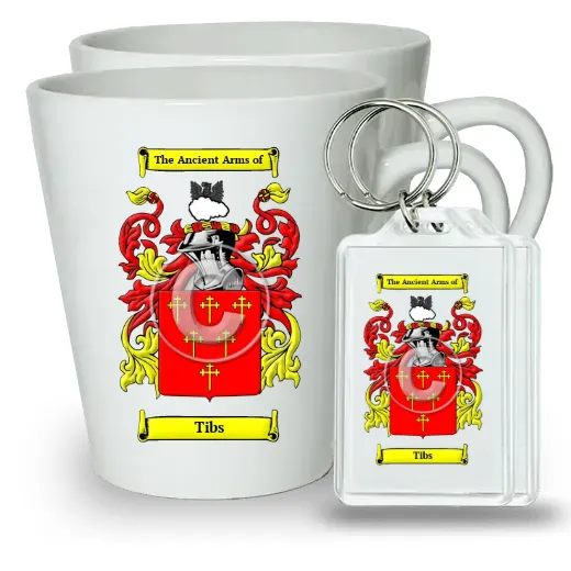 Tibs Pair of Latte Mugs and Pair of Keychains