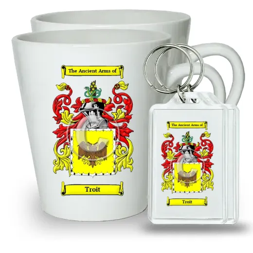 Troit Pair of Latte Mugs and Pair of Keychains