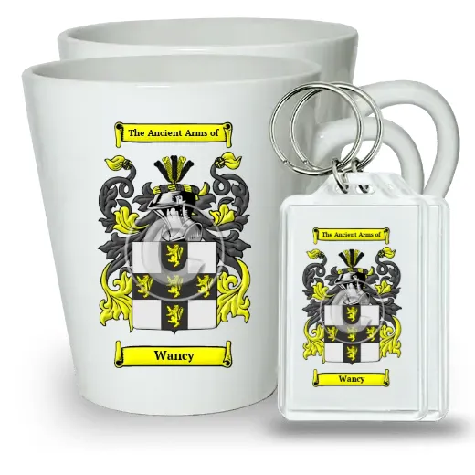 Wancy Pair of Latte Mugs and Pair of Keychains