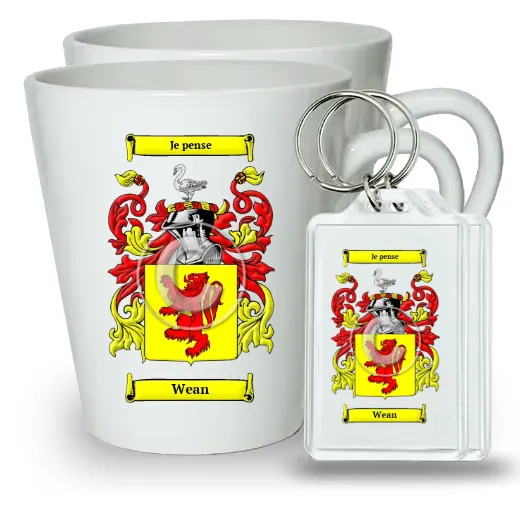 Wean Pair of Latte Mugs and Pair of Keychains