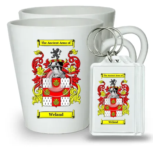 Weland Pair of Latte Mugs and Pair of Keychains