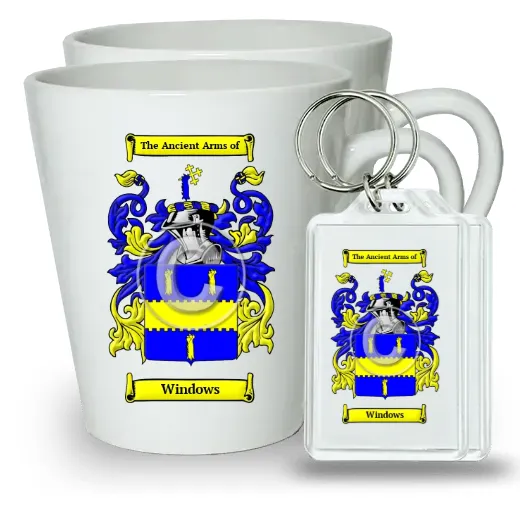 Windows Pair of Latte Mugs and Pair of Keychains
