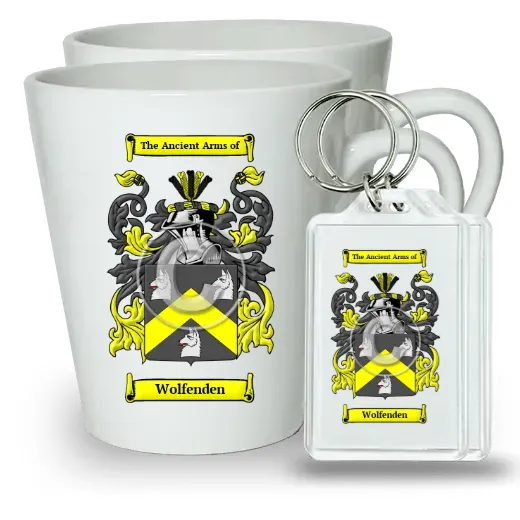 Wolfenden Pair of Latte Mugs and Pair of Keychains