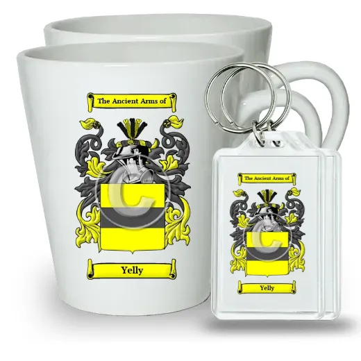 Yelly Pair of Latte Mugs and Pair of Keychains