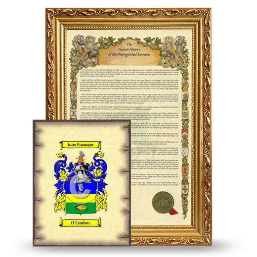 O'Conlon Framed History and Coat of Arms Print - Gold