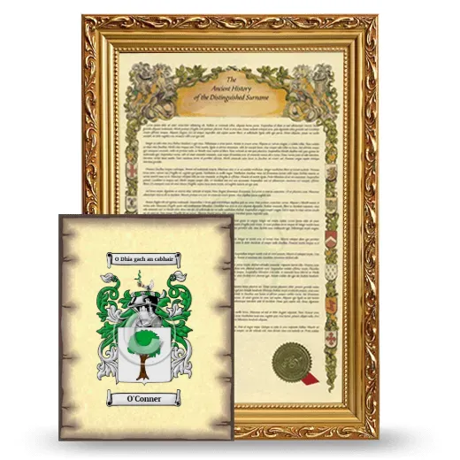 O'Conner Framed History and Coat of Arms Print - Gold