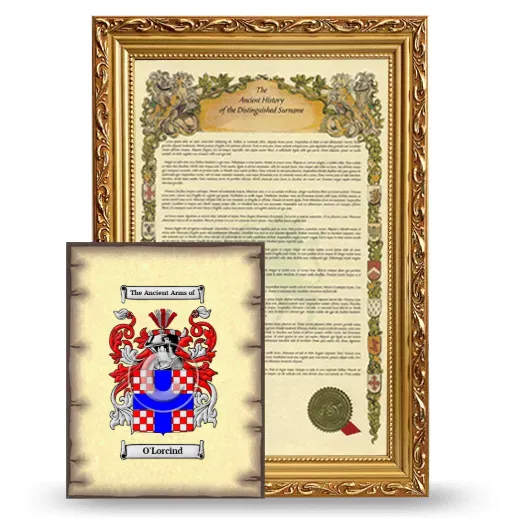 O'Lorcind Framed History and Coat of Arms Print - Gold