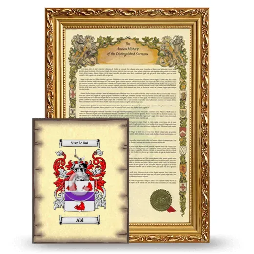 Abl Framed History and Coat of Arms Print - Gold