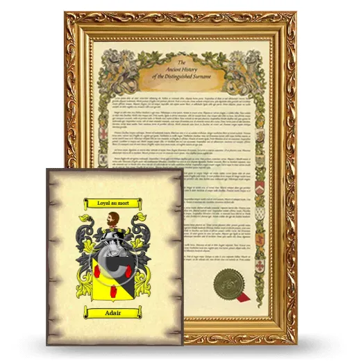 Adair Framed History and Coat of Arms Print - Gold