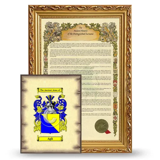 Agli Framed History and Coat of Arms Print - Gold