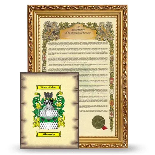 Ailansolm Framed History and Coat of Arms Print - Gold