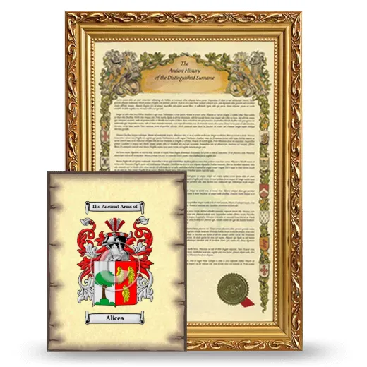 Alicea Framed History and Coat of Arms Print - Gold