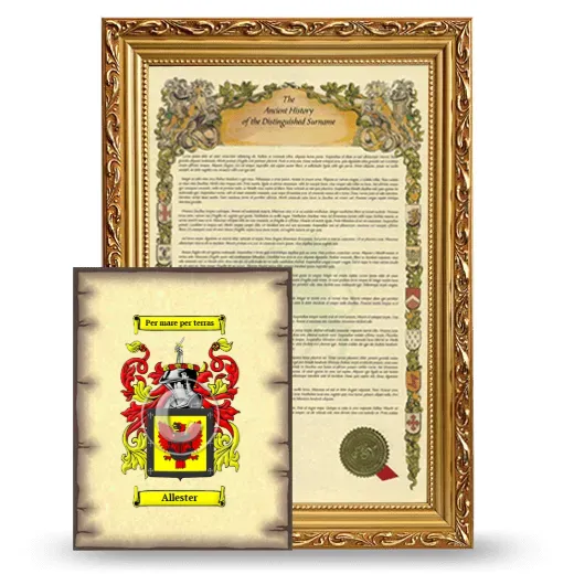 Allester Framed History and Coat of Arms Print - Gold