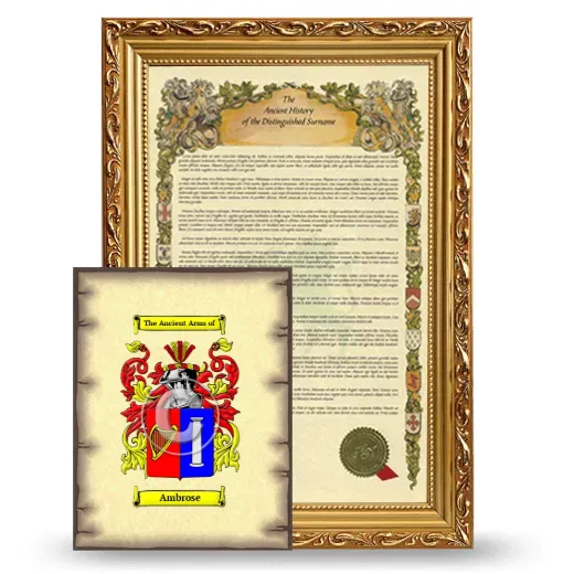 Ambrose Framed History and Coat of Arms Print - Gold