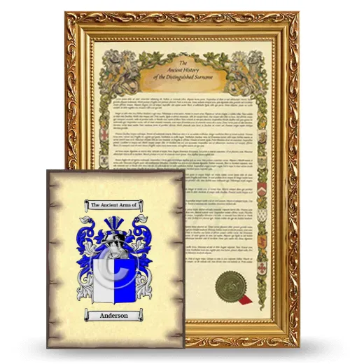 Framed History and Coat of Arms Print - Gold