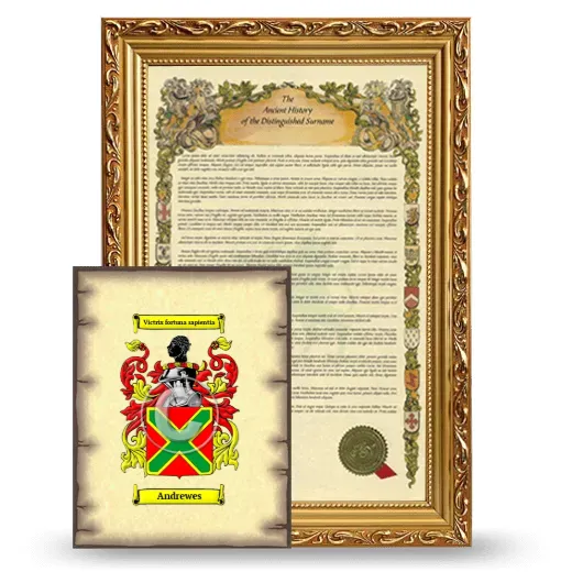 Andrewes Framed History and Coat of Arms Print - Gold