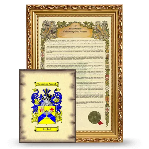 Archel Framed History and Coat of Arms Print - Gold