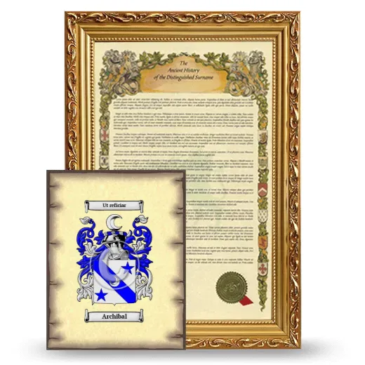 Archibal Framed History and Coat of Arms Print - Gold