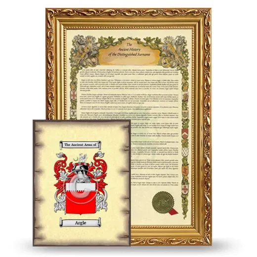 Argle Framed History and Coat of Arms Print - Gold