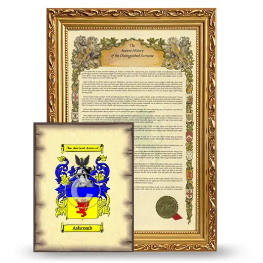 Ashcomb Framed History and Coat of Arms Print - Gold