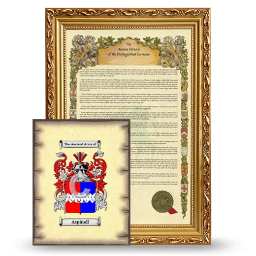 Aspinall Framed History and Coat of Arms Print - Gold