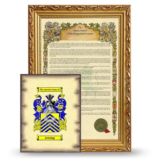 Avering Framed History and Coat of Arms Print - Gold