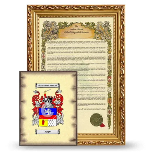 Avey Framed History and Coat of Arms Print - Gold