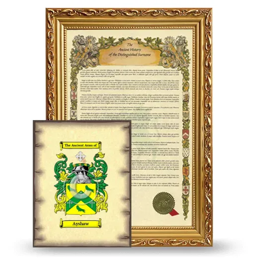 Ayshaw Framed History and Coat of Arms Print - Gold