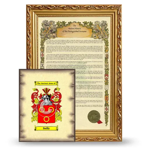 Bailly Framed History and Coat of Arms Print - Gold