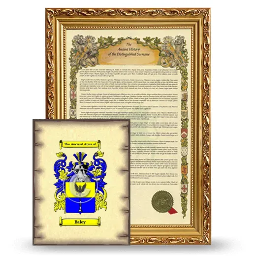Baley Framed History and Coat of Arms Print - Gold