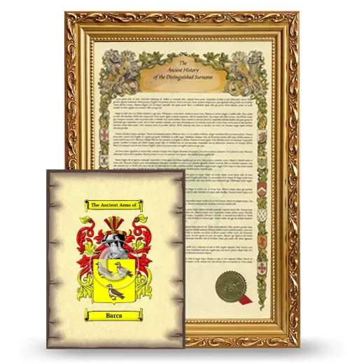 Barca Framed History and Coat of Arms Print - Gold