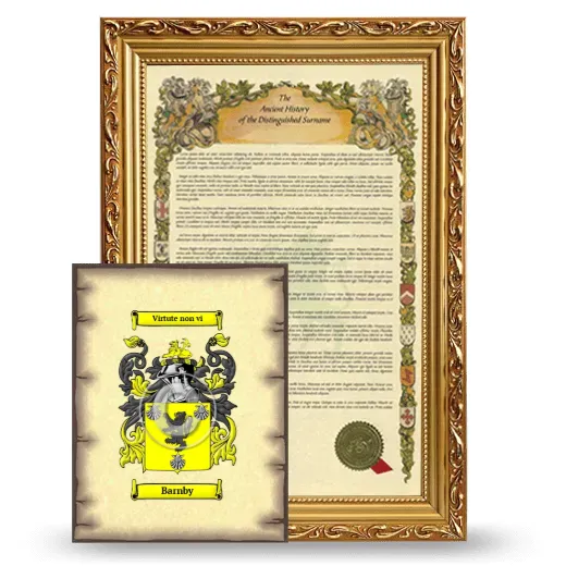 Barnby Framed History and Coat of Arms Print - Gold