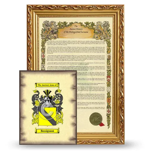 Bassignani Framed History and Coat of Arms Print - Gold