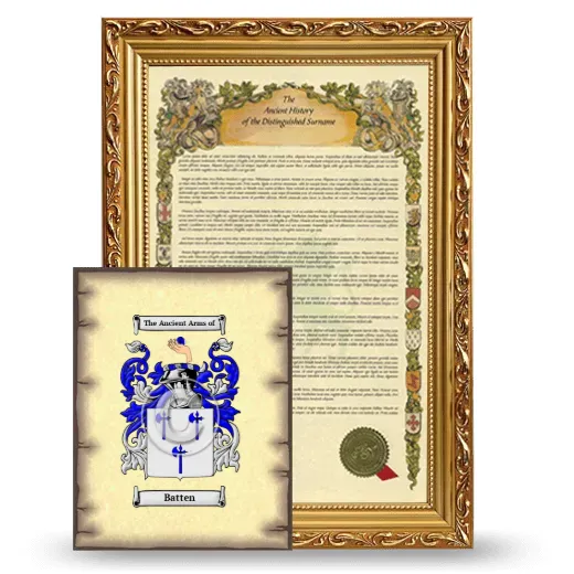 Batten Framed History and Coat of Arms Print - Gold