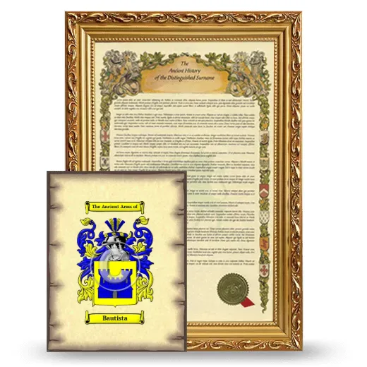 Bautista Framed History and Coat of Arms Print - Gold