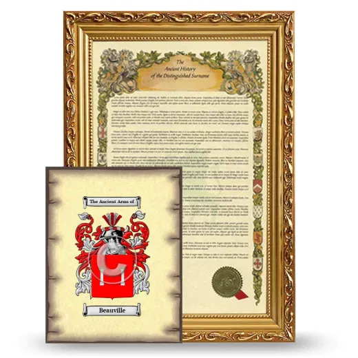 Beauville Framed History and Coat of Arms Print - Gold