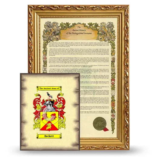 Beckett Framed History and Coat of Arms Print - Gold